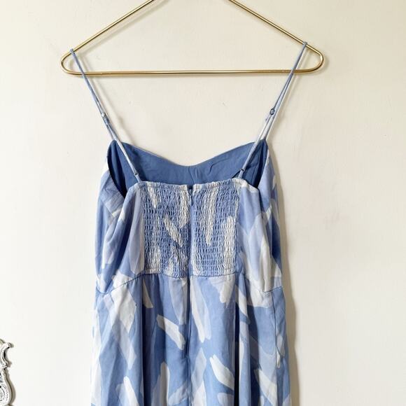 Abercrombie & Fitch Blue and White Camille High Slit Midi Slip Dress S - Picture 7 of 9